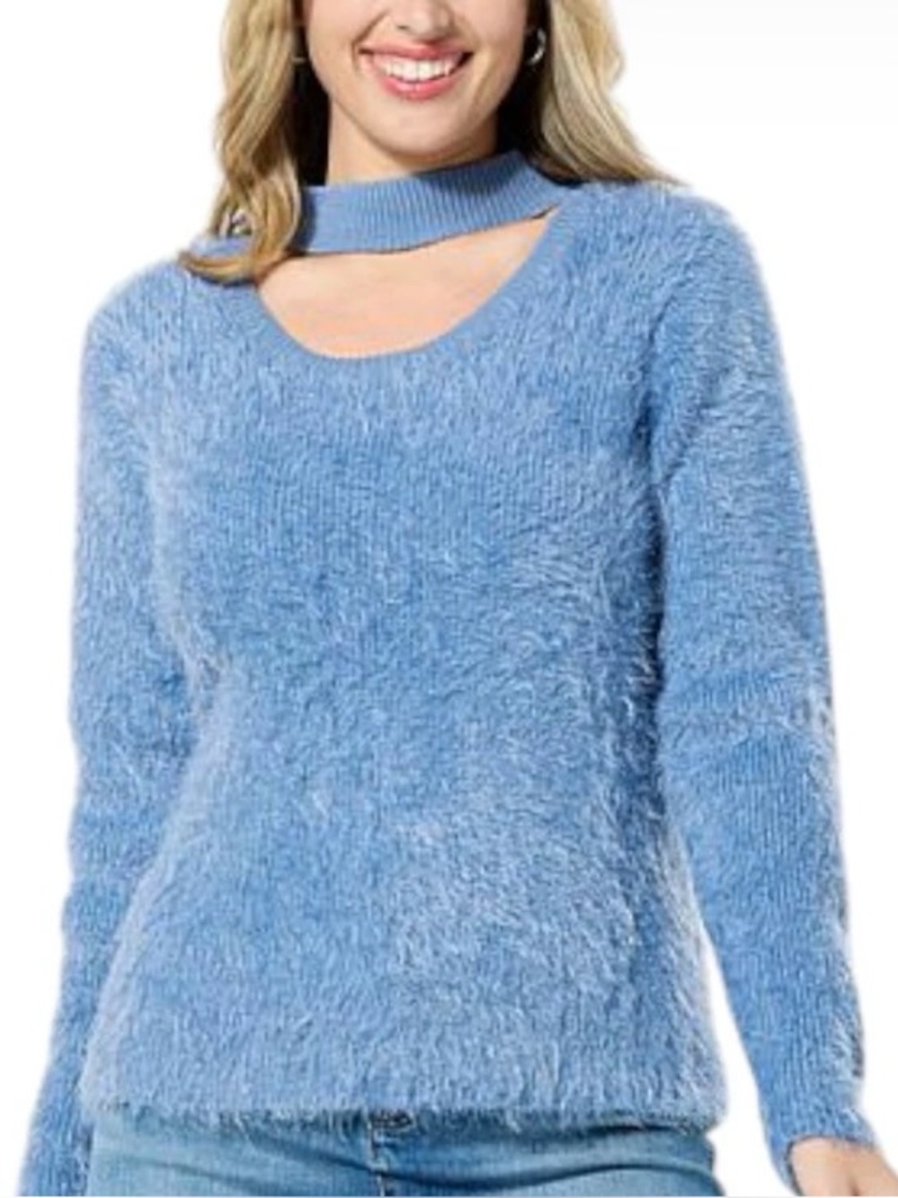 G by Giuliana Cutout Mock-Neck Eyelash Knit